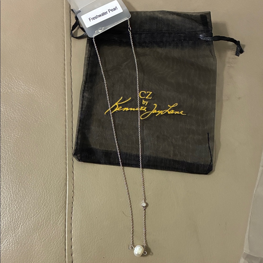 Kenneth Jay Lane Silver Necklace with Freshwater Pearl